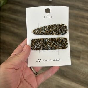LOFT Elegant Black and Gold Beaded Hair Clips